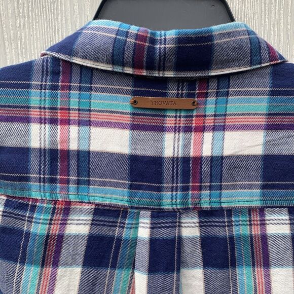 Birds Of Paradis By Travota Plaid Flannel Top Size Medium - Picture 6 of 6